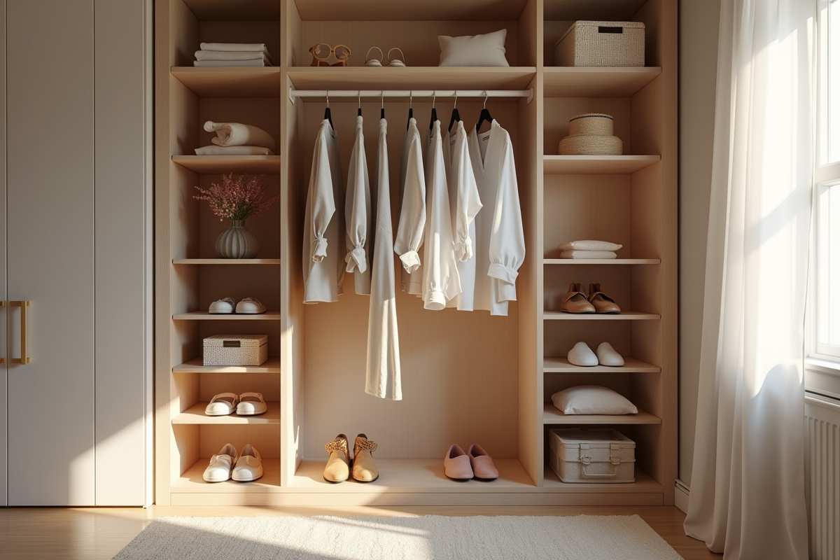 Armoire minimaliste avec vêtements confort et style