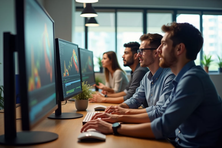 Groupe de jeunes professionnels collaborant en startup